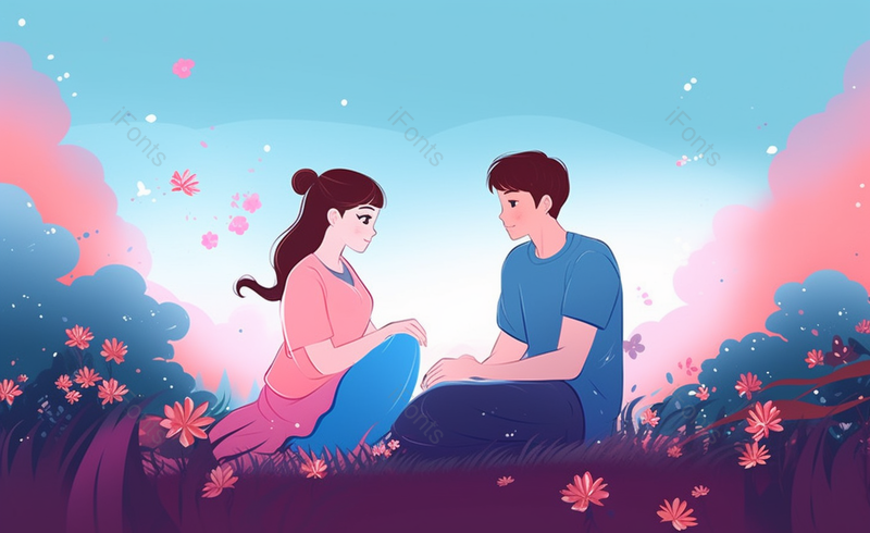 情人节七夕情侣扁平手绘插画,插画/手绘图,插画/手绘图库,插画/手绘图下载,插画/手绘